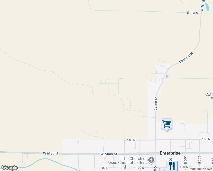 map of restaurants, bars, coffee shops, grocery stores, and more near 453 North 300 West in Enterprise