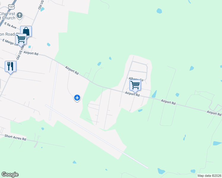 map of restaurants, bars, coffee shops, grocery stores, and more near 806 Airport Road in Stanford