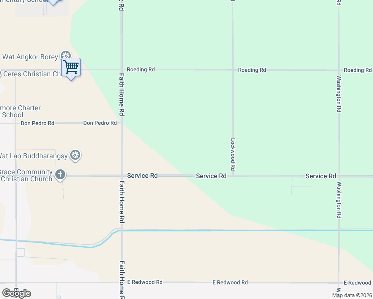 map of restaurants, bars, coffee shops, grocery stores, and more near 4331 East Service Road in Ceres