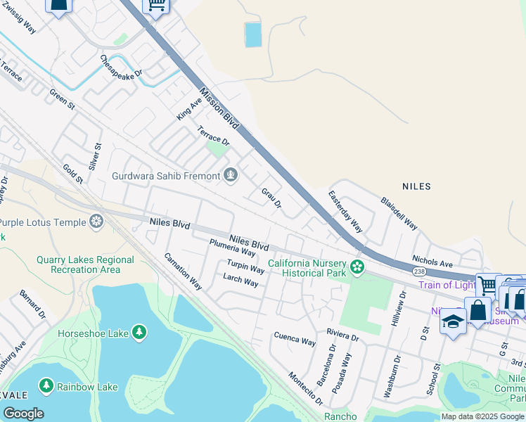 map of restaurants, bars, coffee shops, grocery stores, and more near 35924 Killorglin Common in Fremont