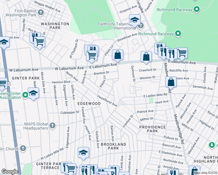 map of restaurants, bars, coffee shops, grocery stores, and more near in 