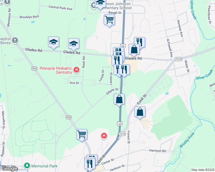 map of restaurants, bars, coffee shops, grocery stores, and more near 105 Kenton Avenue in Berea