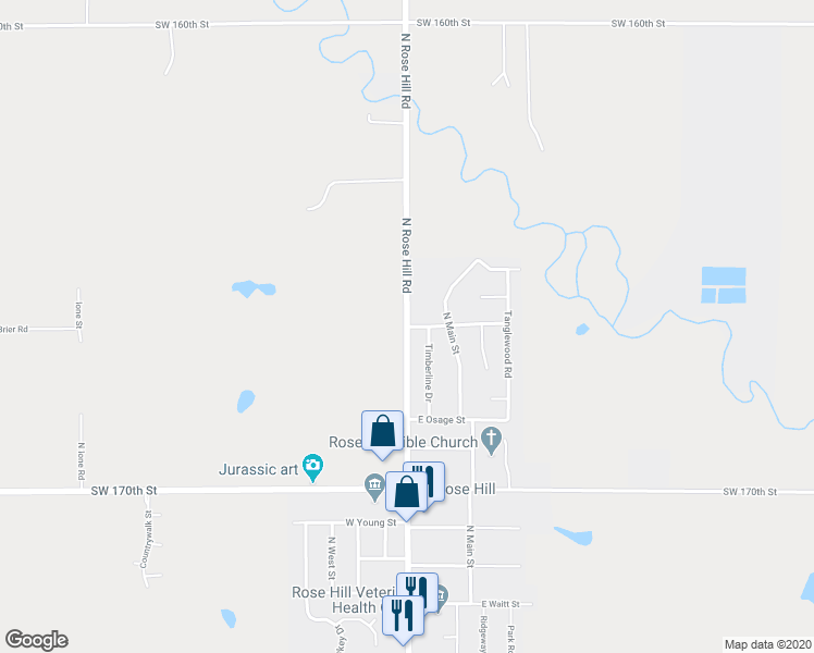 map of restaurants, bars, coffee shops, grocery stores, and more near 2 East Fox Brier Road in Rose Hill