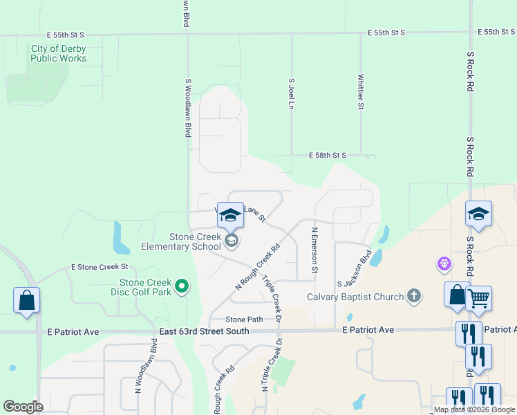 map of restaurants, bars, coffee shops, grocery stores, and more near Lost Hill in Derby