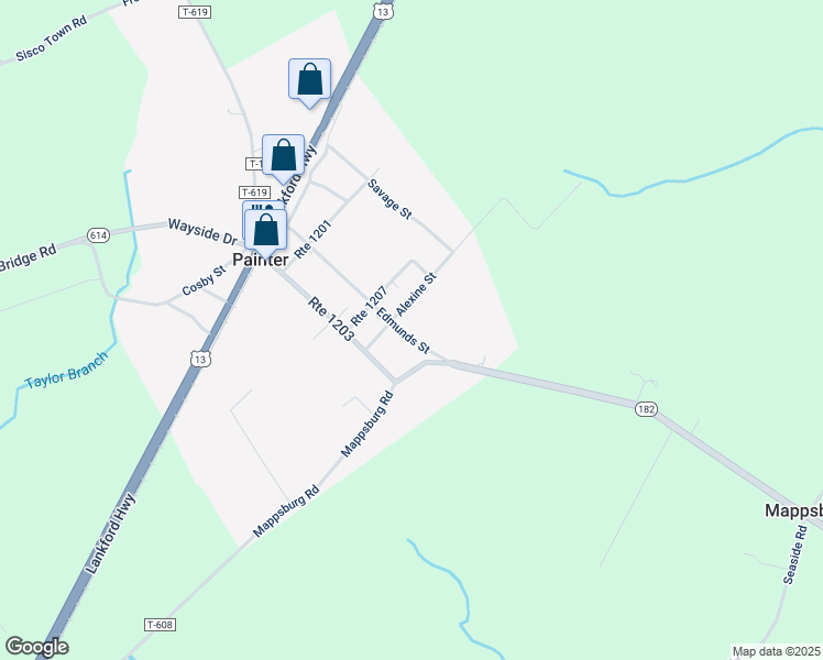 map of restaurants, bars, coffee shops, grocery stores, and more near 17363 Edmunds Street in Painter