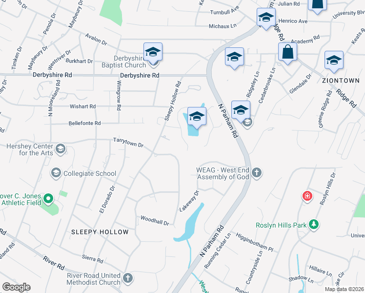 map of restaurants, bars, coffee shops, grocery stores, and more near in Richmond