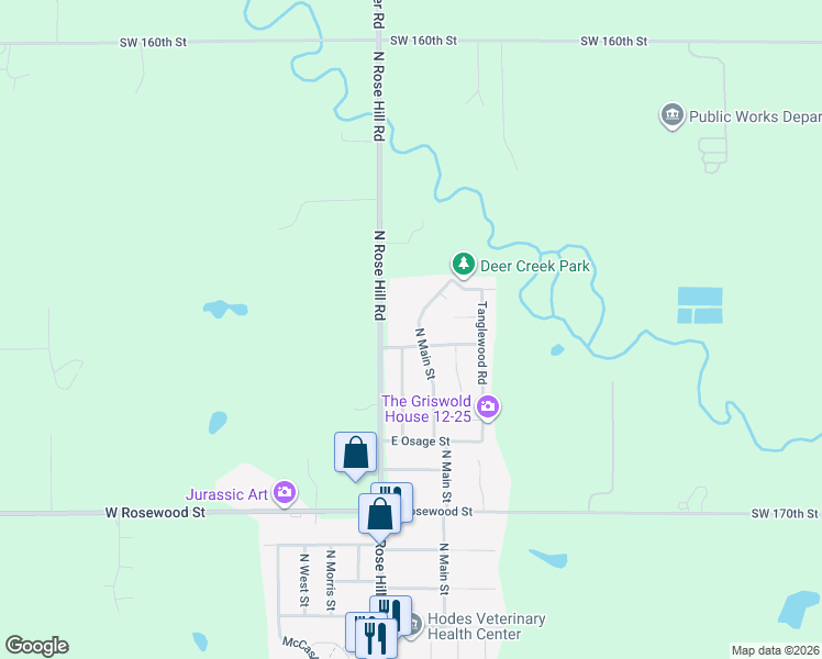 map of restaurants, bars, coffee shops, grocery stores, and more near 1717 Main St in Rose Hill