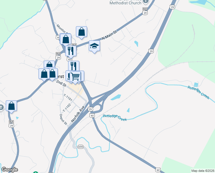 map of restaurants, bars, coffee shops, grocery stores, and more near 198 Whitehead Dr in Amherst