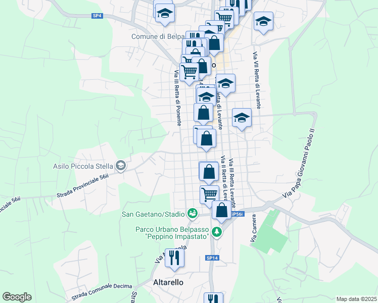 map of restaurants, bars, coffee shops, grocery stores, and more near 151B Via I Retta di Ponente in Belpasso
