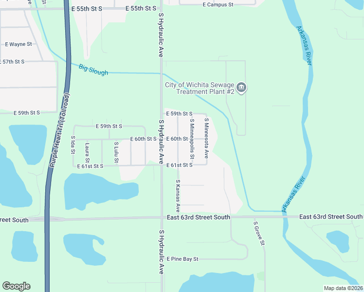 map of restaurants, bars, coffee shops, grocery stores, and more near 6114 South Kansas Street in Wichita
