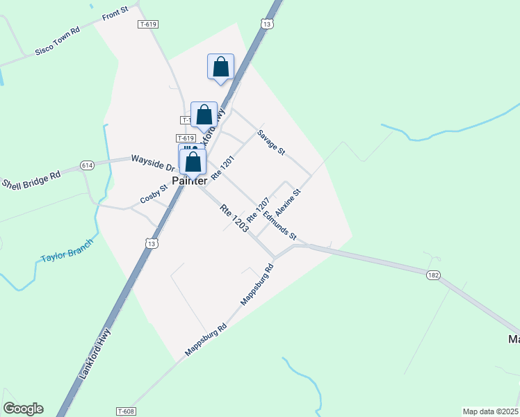 map of restaurants, bars, coffee shops, grocery stores, and more near Edmunds Street in Painter