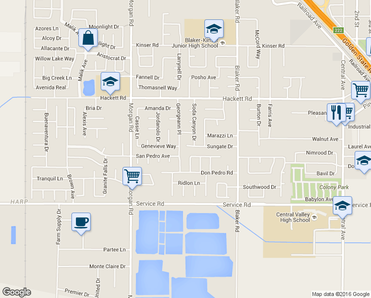 map of restaurants, bars, coffee shops, grocery stores, and more near 1500 Sungate Ct in Ceres