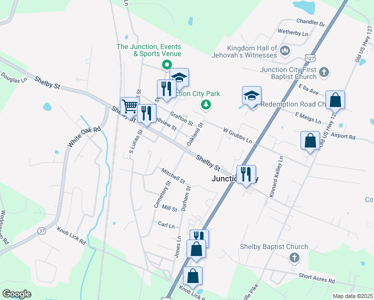 map of restaurants, bars, coffee shops, grocery stores, and more near in Junction City