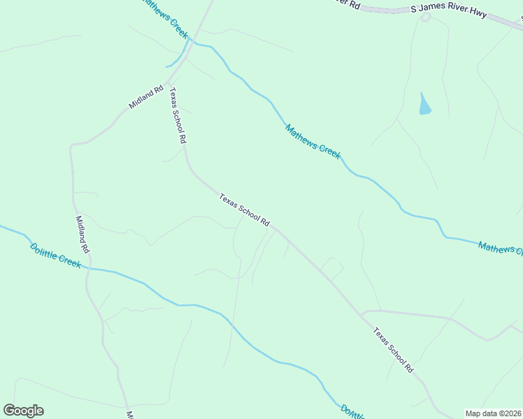 map of restaurants, bars, coffee shops, grocery stores, and more near Texas School Road in Wingina