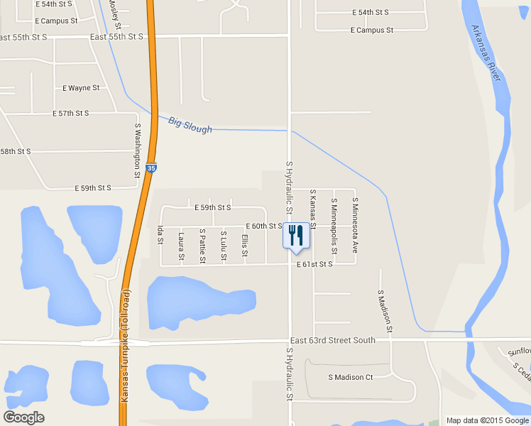 map of restaurants, bars, coffee shops, grocery stores, and more near South Greenwood in Wichita