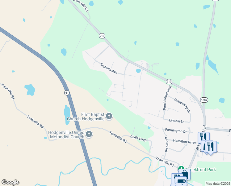 map of restaurants, bars, coffee shops, grocery stores, and more near 301 Hutcherson Heights Drive in Hodgenville
