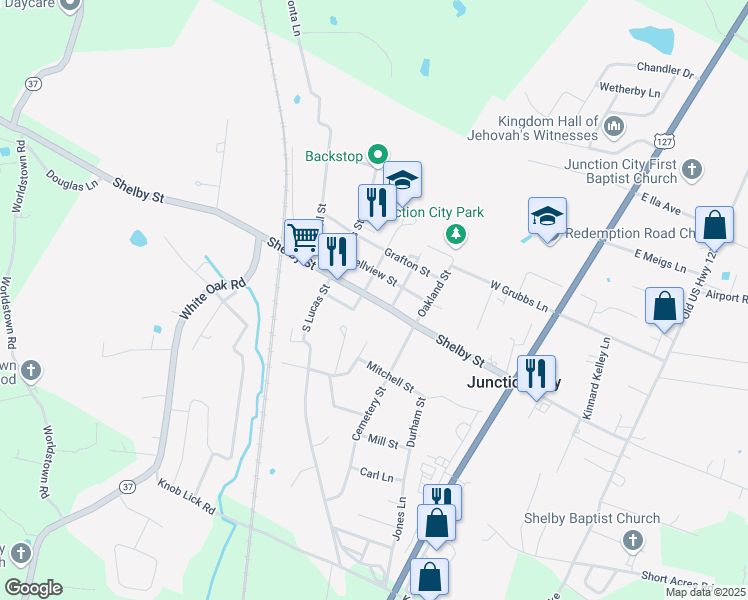 map of restaurants, bars, coffee shops, grocery stores, and more near 690 Shelby Street in Junction City