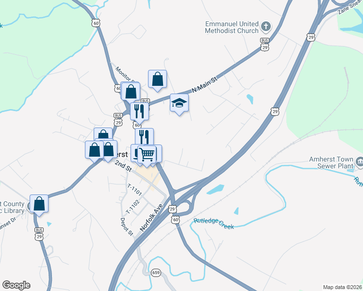 map of restaurants, bars, coffee shops, grocery stores, and more near 119-137 Copper Street in Amherst