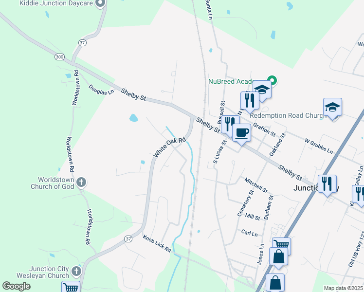 map of restaurants, bars, coffee shops, grocery stores, and more near 91 Kentucky Avenue in Junction City