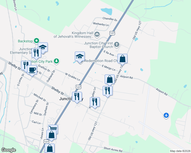 map of restaurants, bars, coffee shops, grocery stores, and more near 166 East Eades Avenue in Danville