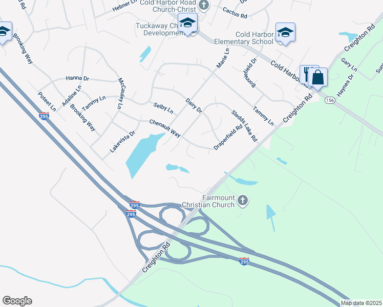map of restaurants, bars, coffee shops, grocery stores, and more near 6458 Birch Tree Trce in Mechanicsville