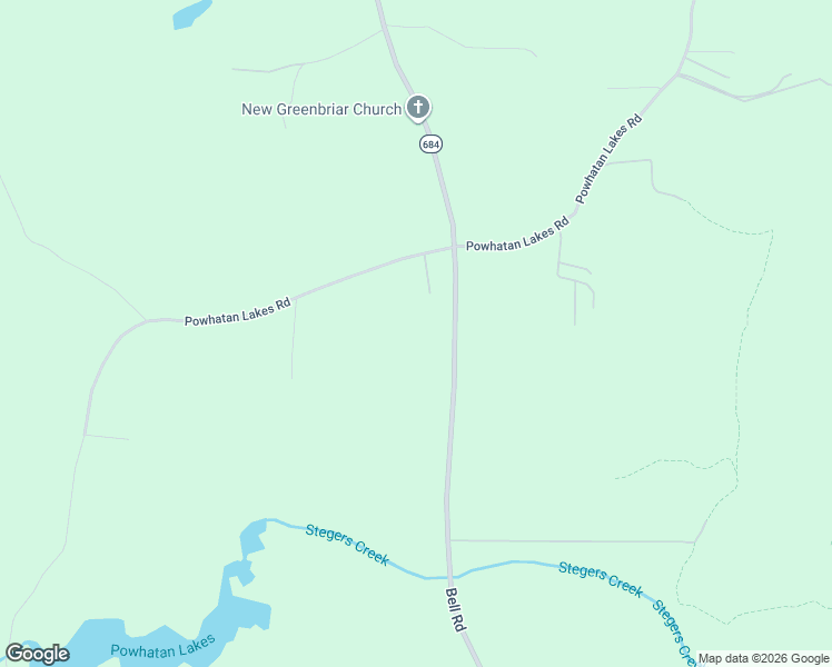 map of restaurants, bars, coffee shops, grocery stores, and more near 4683 Bell Road in Powhatan