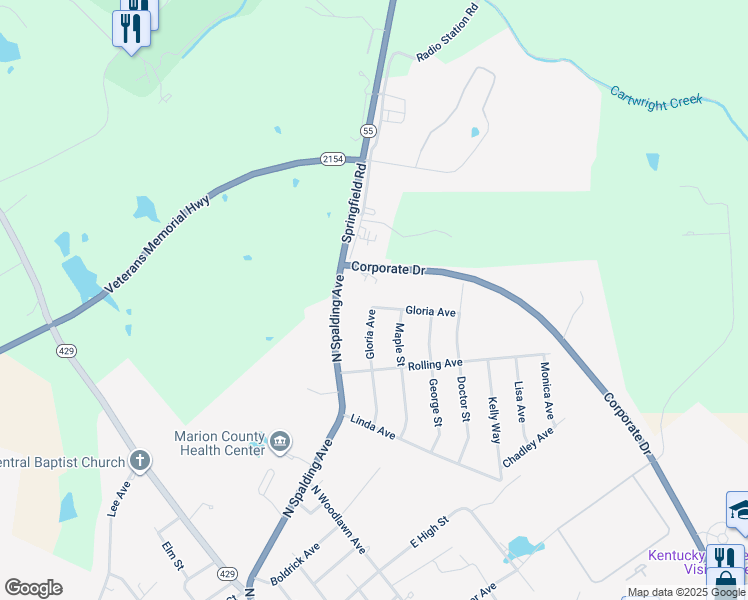 map of restaurants, bars, coffee shops, grocery stores, and more near 201 Gloria Avenue in Lebanon
