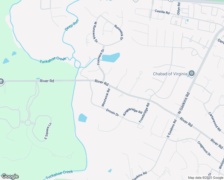 map of restaurants, bars, coffee shops, grocery stores, and more near 9999 River Road in Henrico