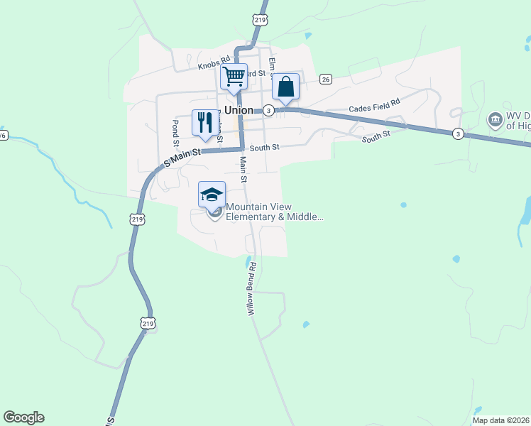 map of restaurants, bars, coffee shops, grocery stores, and more near 30 Main Street in Union
