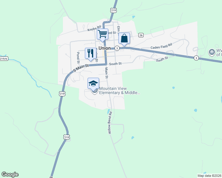 map of restaurants, bars, coffee shops, grocery stores, and more near 30 Main Street in Union