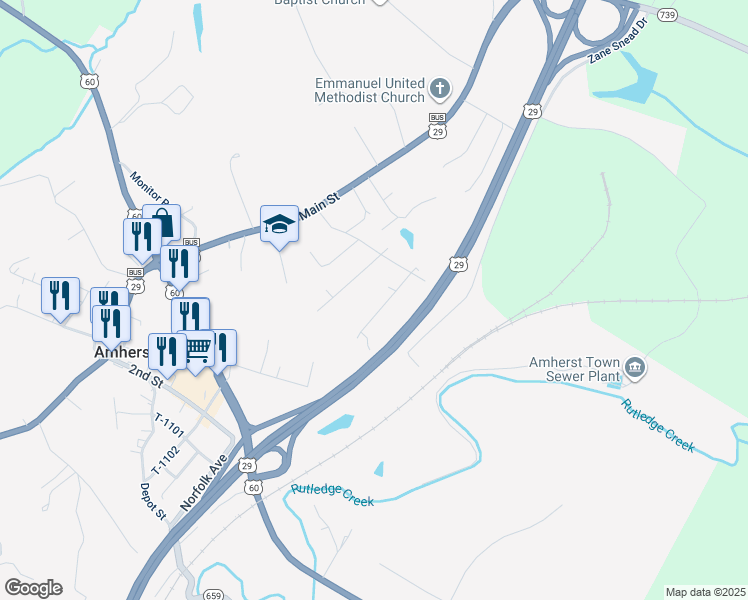 map of restaurants, bars, coffee shops, grocery stores, and more near 150 Loch Lane in Amherst