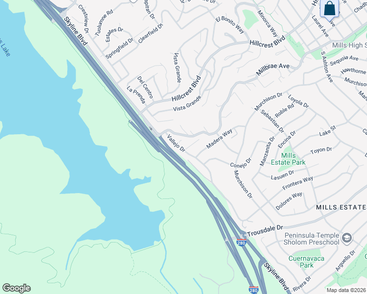 map of restaurants, bars, coffee shops, grocery stores, and more near 31 Vallejo Drive in Millbrae