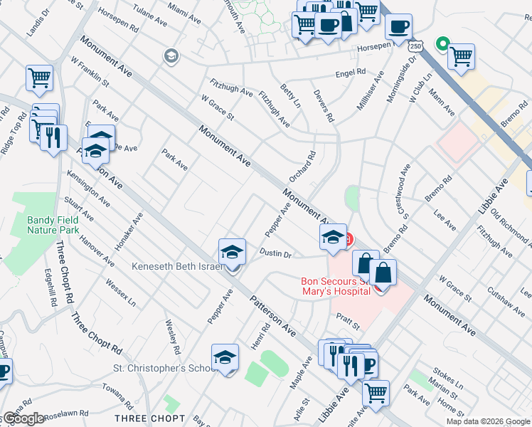 map of restaurants, bars, coffee shops, grocery stores, and more near in 