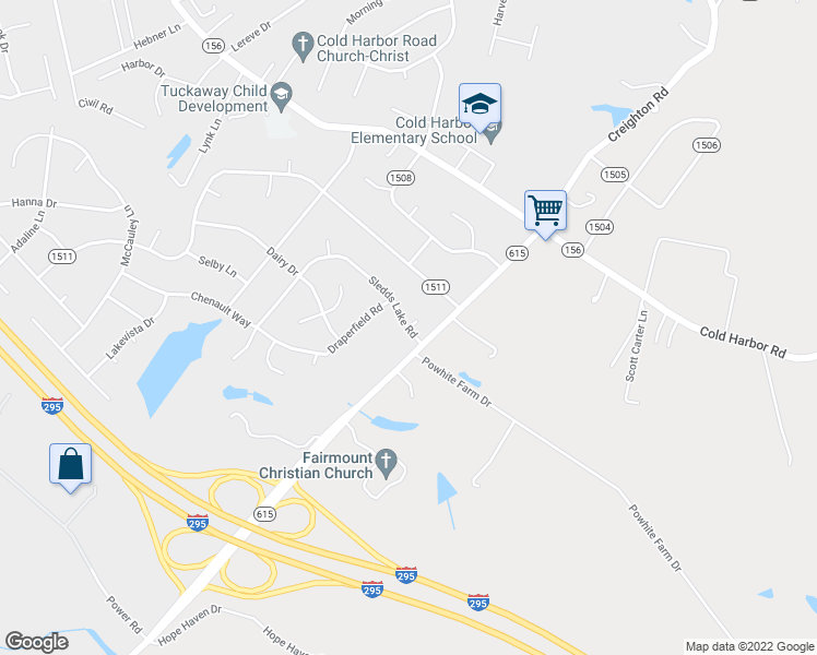 map of restaurants, bars, coffee shops, grocery stores, and more near 3289 Simi Court in Mechanicsville