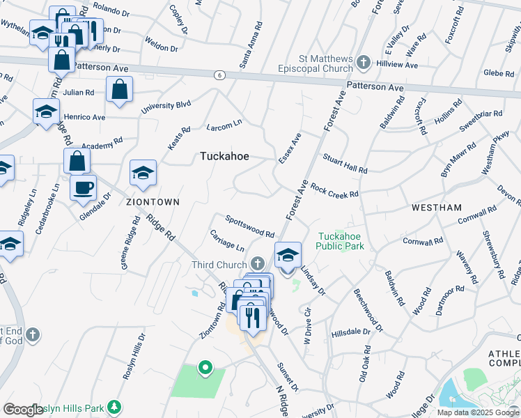 map of restaurants, bars, coffee shops, grocery stores, and more near 809 Arlington Circle in Richmond