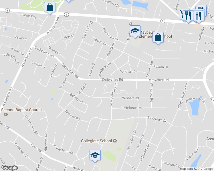 map of restaurants, bars, coffee shops, grocery stores, and more near 9012 Wood Sorrel Drive in Henrico