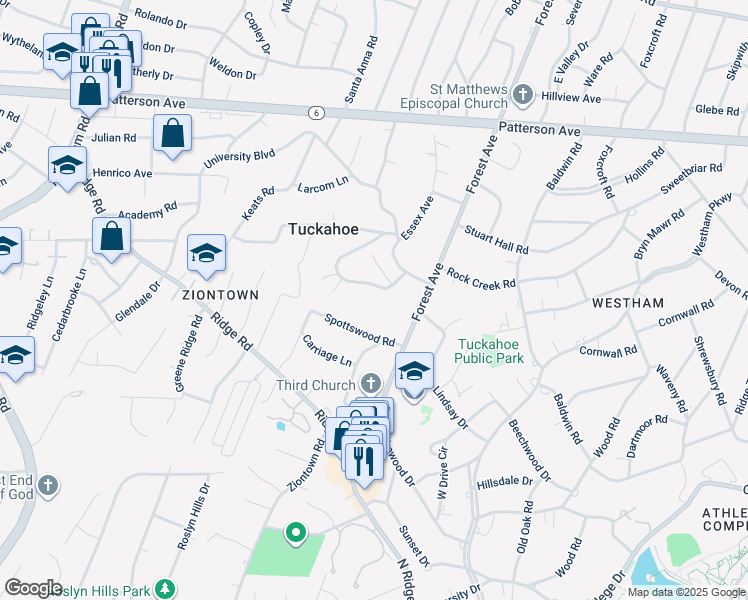 map of restaurants, bars, coffee shops, grocery stores, and more near 809 Arlington Circle in Richmond