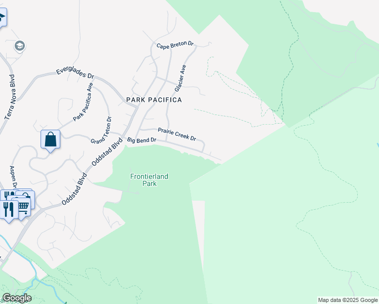 map of restaurants, bars, coffee shops, grocery stores, and more near 721 Big Bend Drive in Pacifica
