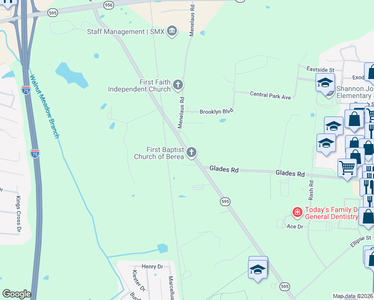 map of restaurants, bars, coffee shops, grocery stores, and more near 530 Walnut Meadow Road in Berea