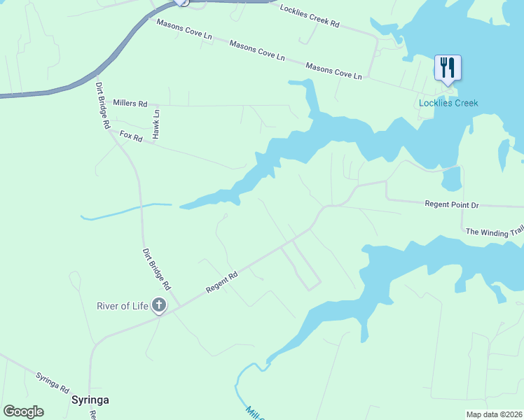 map of restaurants, bars, coffee shops, grocery stores, and more near 113 Rappa Run Road in Topping