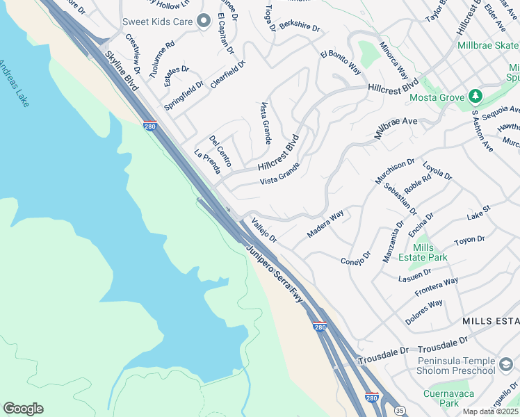 map of restaurants, bars, coffee shops, grocery stores, and more near 1376 Millbrae Avenue in Millbrae