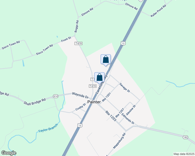 map of restaurants, bars, coffee shops, grocery stores, and more near in Painter
