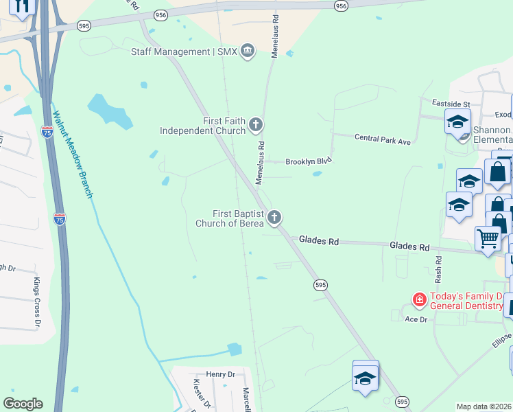 map of restaurants, bars, coffee shops, grocery stores, and more near 501 Walnut Meadow Road in Berea