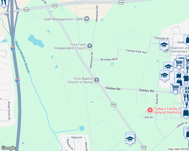 map of restaurants, bars, coffee shops, grocery stores, and more near 530 Walnut Meadow Road in Berea