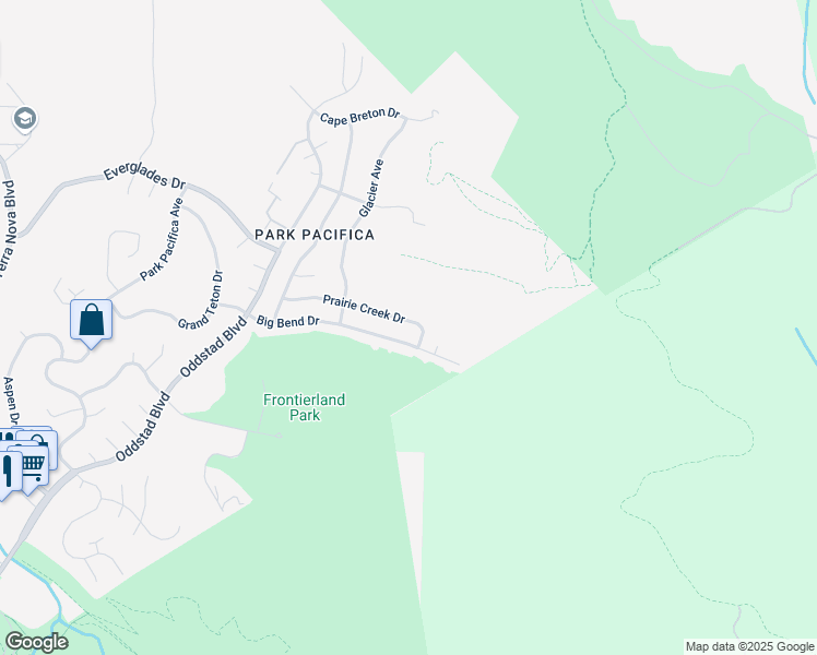 map of restaurants, bars, coffee shops, grocery stores, and more near 735 Prairie Creek Drive in Pacifica