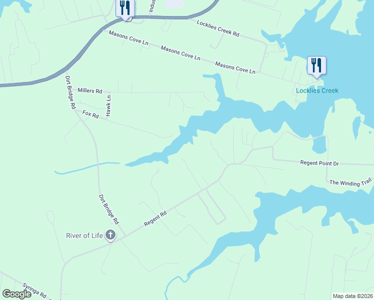 map of restaurants, bars, coffee shops, grocery stores, and more near 170 Rappa Run Road in Topping