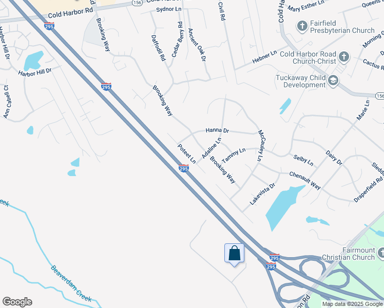 map of restaurants, bars, coffee shops, grocery stores, and more near 7018 Poteet Lane in Mechanicsville