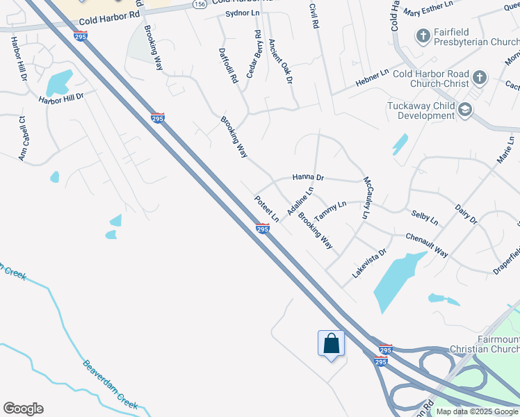 map of restaurants, bars, coffee shops, grocery stores, and more near 7027 Poteet Lane in Mechanicsville