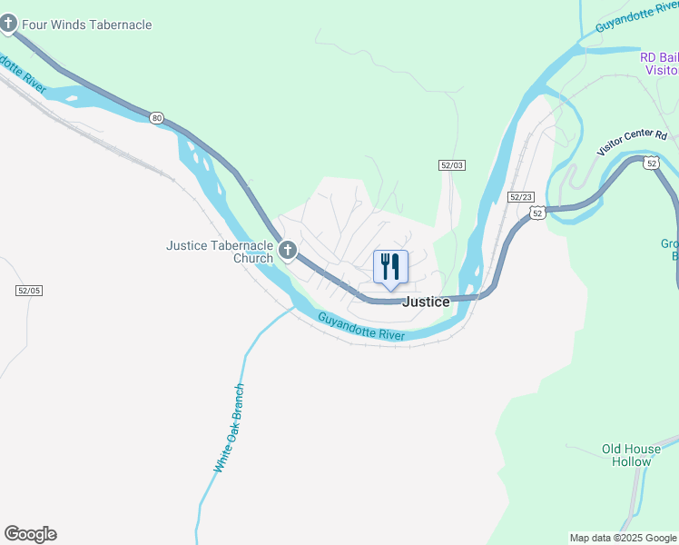 map of restaurants, bars, coffee shops, grocery stores, and more near 2 Stone Street in Justice