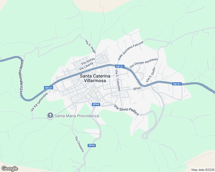 map of restaurants, bars, coffee shops, grocery stores, and more near Via Jan Palach in Santa Caterina Villarmosa